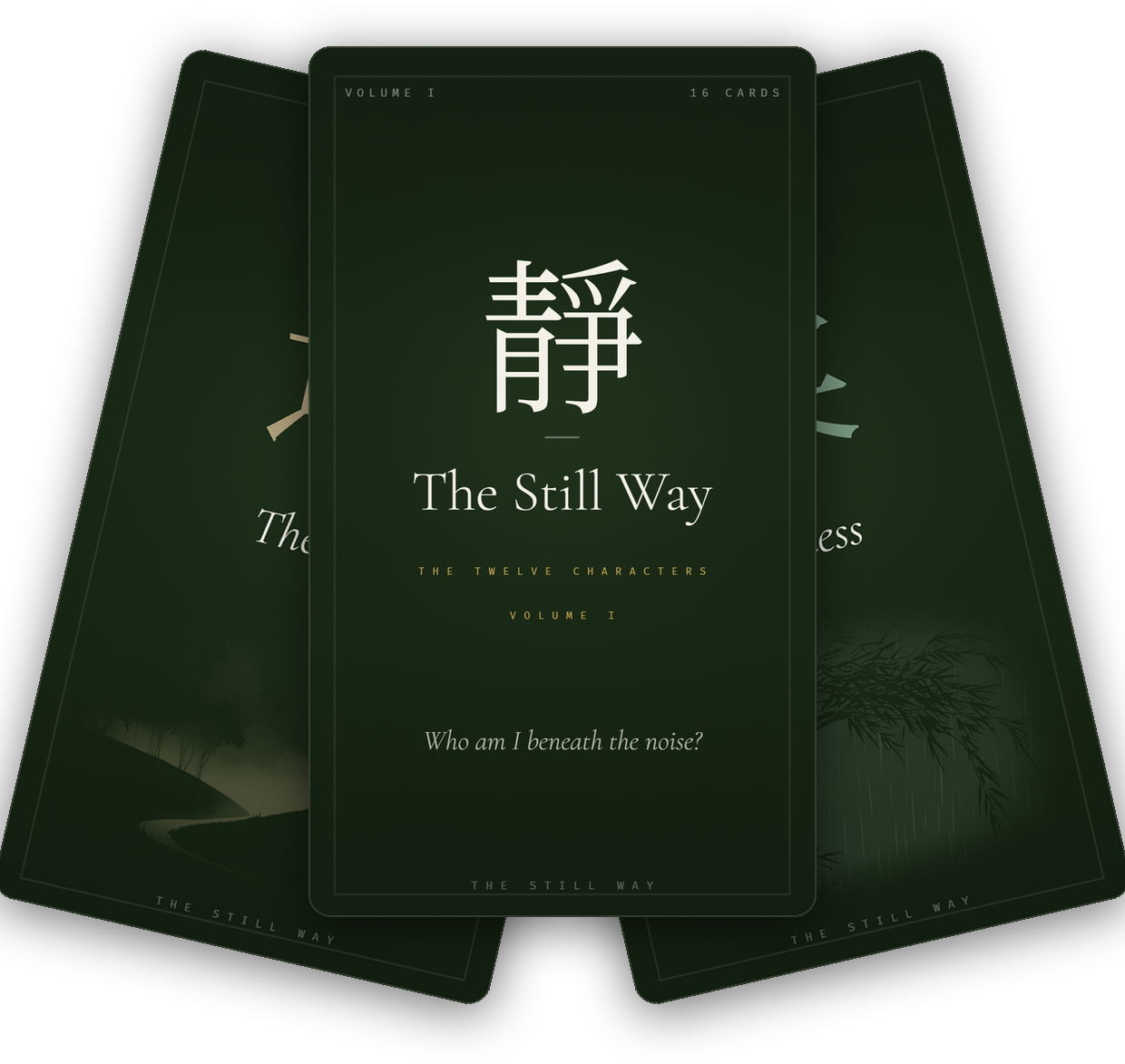 The Character Card Deck, three cards fanned